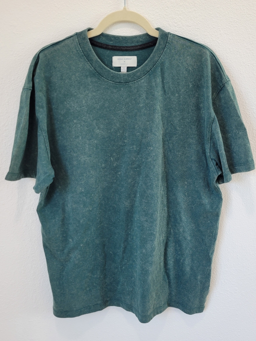 Ocean Current Men’s M Teal Acid Wash Tee Oversized Soft Coastal Streetwear